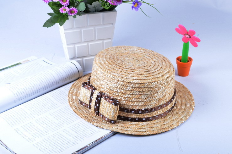 Vivi bow strawhat flat sunbonnet ccia strawhat female summer hat