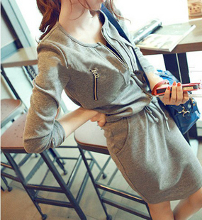 Vivi casual personality sports drawstring waist one-piece dress