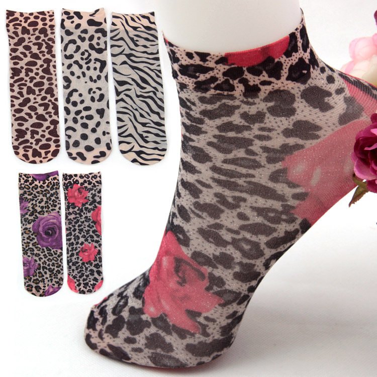 Vivi hot print stockings summer Women ultra-thin velvet short socks