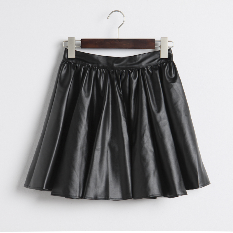 Vivi magazine spring women's lena leather all-match PU leather skirt short skirt 9335