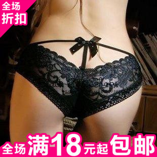 Vivi princess lace rhinestone bow deep V-neck sexy panties briefs 10g