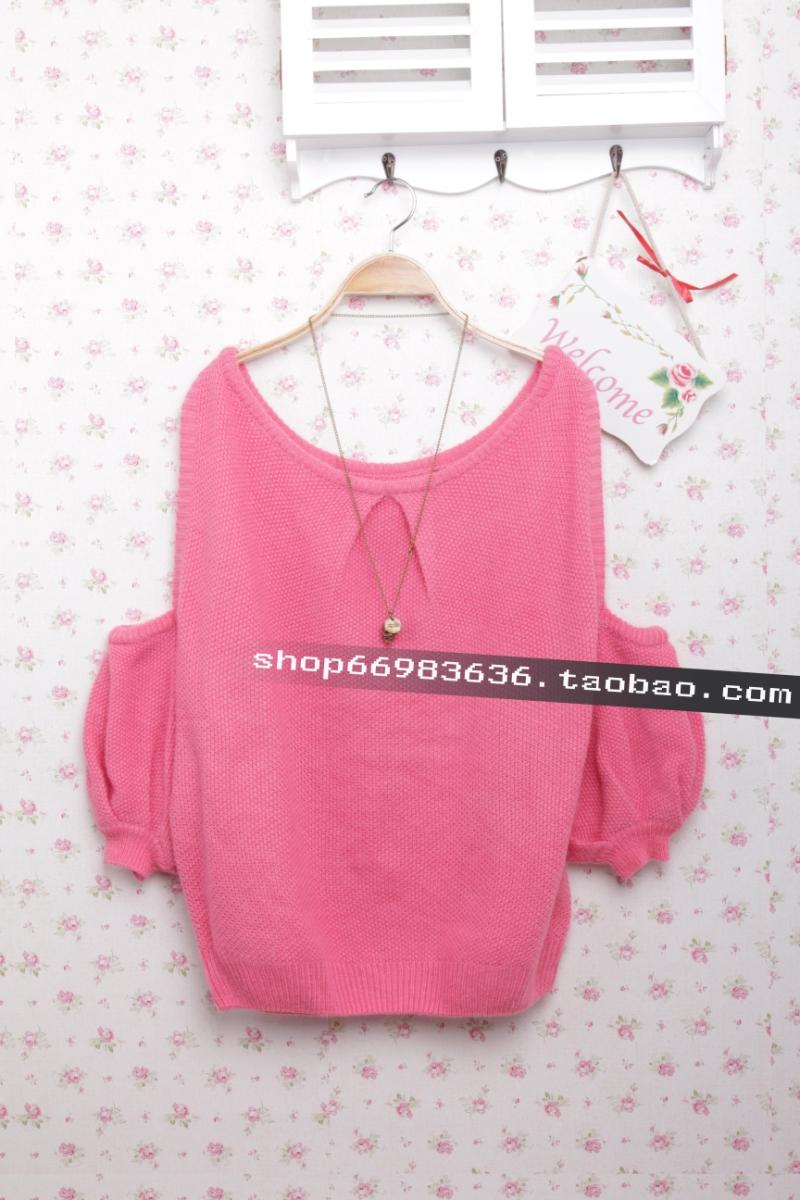 Vivi snidel autumn and winter sexy strapless puff sleeve sweater rabbit fur sweater