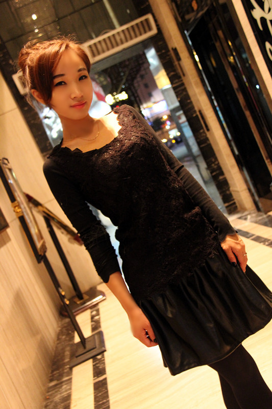 Vivi vintage slim pleated puff skirt bust skirt quality leather