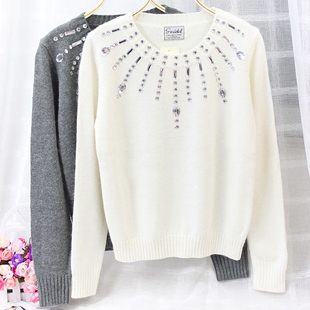 Vivi10 2012 rabbit fur gem beading sweater female