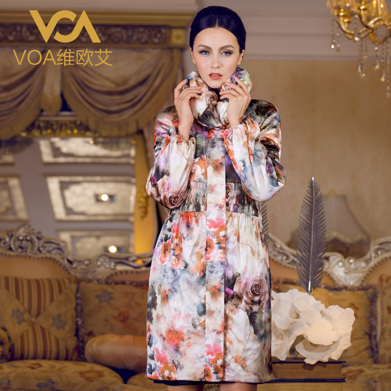 Voa silk lantern sleeve slim waist silk wadded jacket outerwear cotton-padded jacket m607