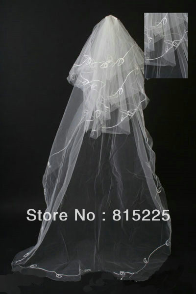 Vogue Floor Length Wedding Accessories Bridal Decoration Multi Layer White Color Ribbon Edge Low Price Hot Sell