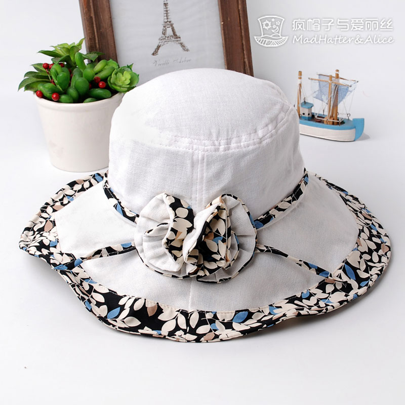 Voice floating - hat alice flower interspersion brimmer style sun-shading fabric hat female , Free Shipping