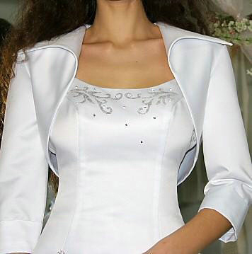 W-0001 Stunning Wedding Accessories Decoration Wraps  Sleeves Elgant Jacket White Satin Classy Shawl Trendy dressesJacket