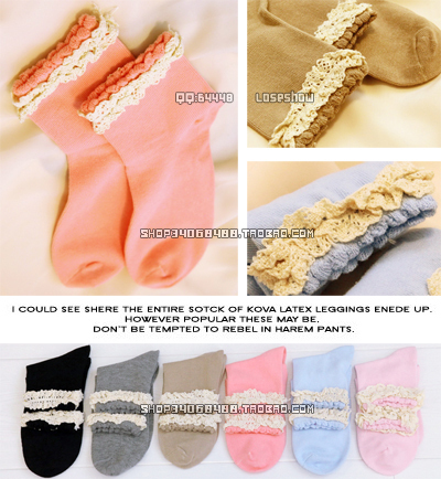 W cotton vivi vintage women's 100% cotton lace decoration fashion sweet juniors socks short socks