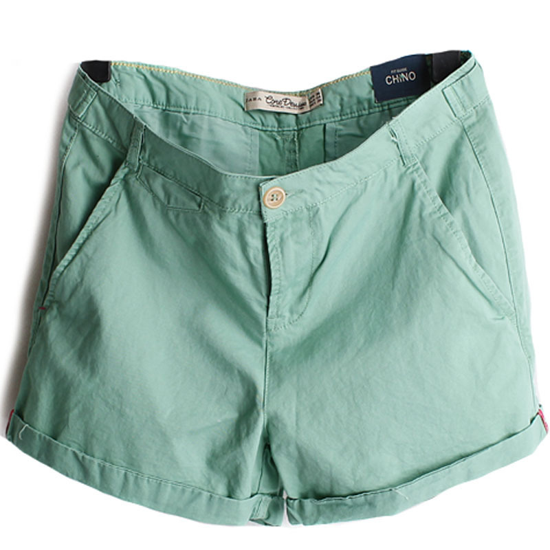 W-h 2012 new arrival women's fashion casual candy color washed cotton fabric high waist shorts