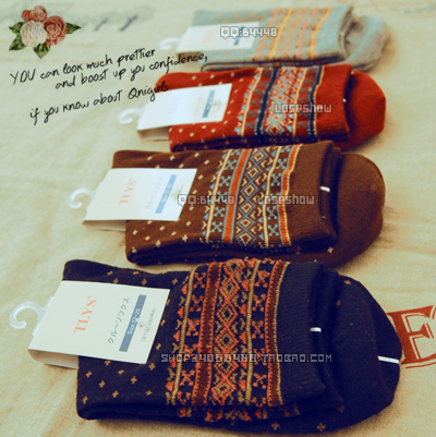 W spring and summer thin cotton vintage national trend female socks 100% cotton women's sock