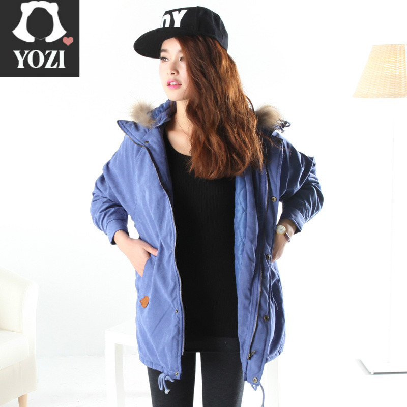 W.ZXS 2013 hooded thick leather patchwork wadded jacket outerwear female gf095