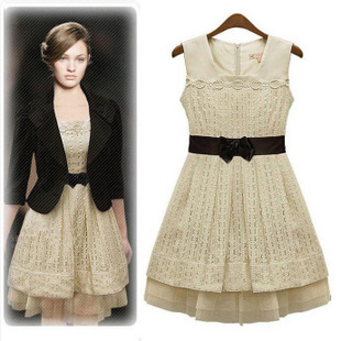 W.ZXS Free Shipping 2013 autumn classic fashion vintage royal lace sleeveless dress slim elegant one-piece dress autumn sk82