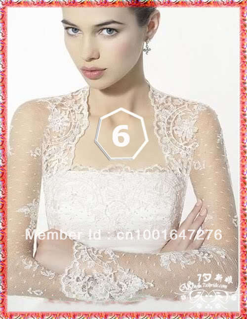W0014 White Ivory Wedding Bridal Long Sleeve Lace Jacket/ Bolero/ Shrug/Coat