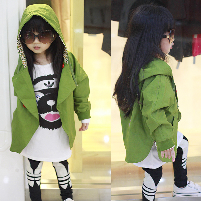 W005 2012 children's clothing autumn and winter female child thickening plus cotton batwing sleeve placketing trench long-sleeve
