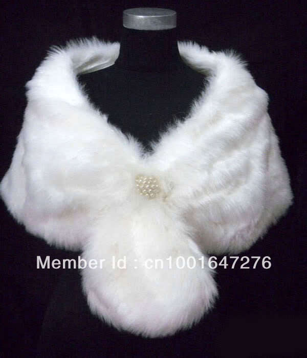 W008 New White/Ivory Faux Fur Wrap Bridal Shawl Wedding Shrug Bolero Stole Jacket