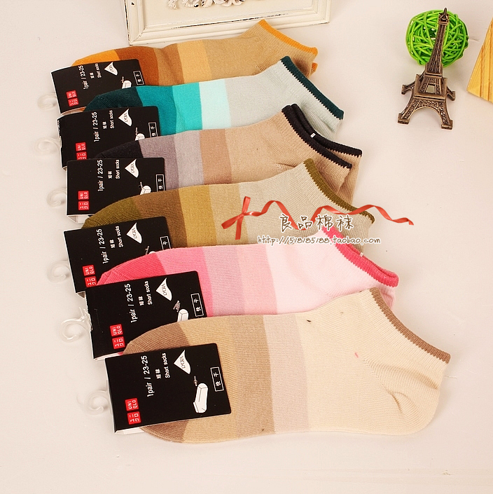 W11 100% cotton candy color gradient lovers socks