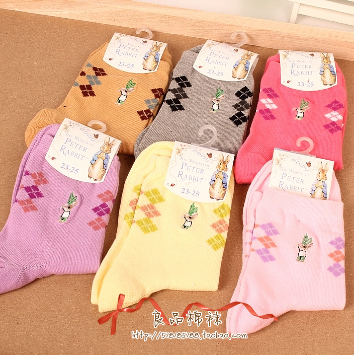 W15 socks 100% cotton female socks women's spring and autumn 100% cotton socks cute socks embroidery