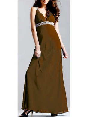 W22095  Shoulders Backless A-Line Floor-length Chiffon Formal Dress Evening Dress