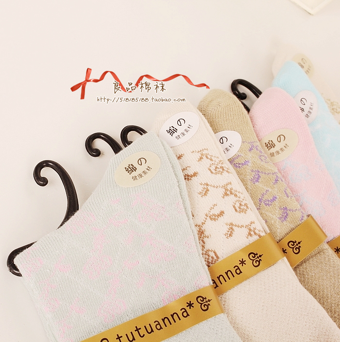 W30 tutuanna plain fresh women's 100% cotton socks 100% cotton pile of pile of socks