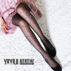 W55 Core-spun Yarn ultra-thin jacquard pantyhose TITONI mesh stockings small four leaf grass pantyhose