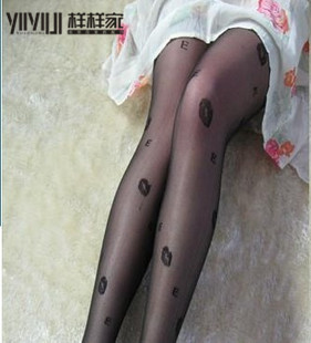 W61 rabbit fashion e lipstick decorative pattern ultra-thin stockings summer dresses