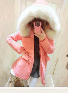 W8188 super recommended large fur collar drawstring slim waist cotton-padded jacket