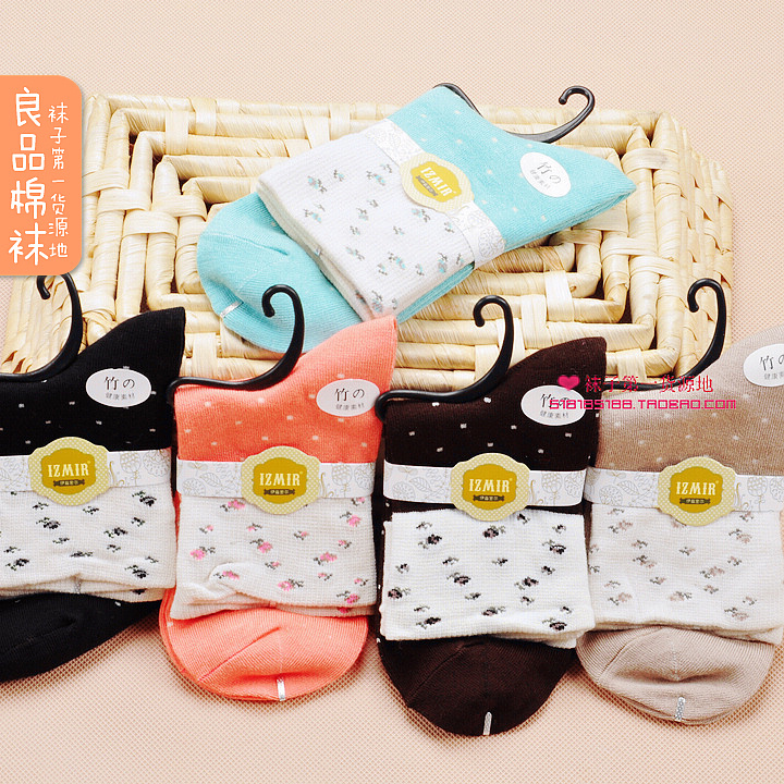 W89 socks women's autumn and winter 100% cotton socks bamboo charcoal fiber socks