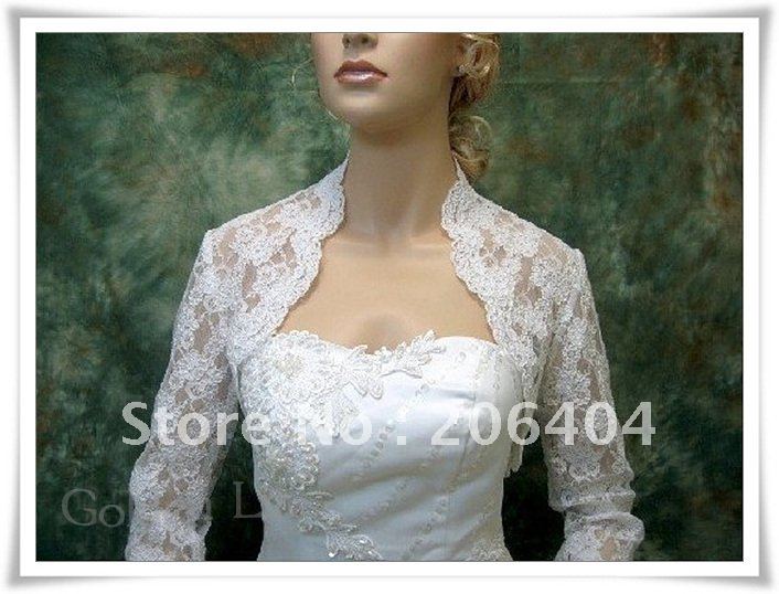 WAB-0014 100% Gurantee sexy Lace 3/4 long sleeve wedding jacket/women jacket/bridalgown formal dress jacket wholesale