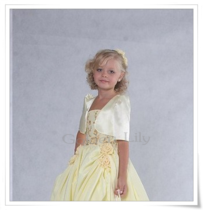 WAB032 Free Shipping 100% Gurantee Taffeta formal dress Jacket Bolero for Flower Girl Dress wholesale and Retail