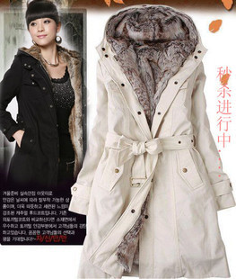 Wadded jacket 5 trench female winter outerwear wool liner thick overcoat