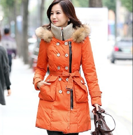 Wadded jacket cotton-padded jacket hooded thermal medium-long slim waist cotton-padded jacket cotton-padded jacket hooded fur