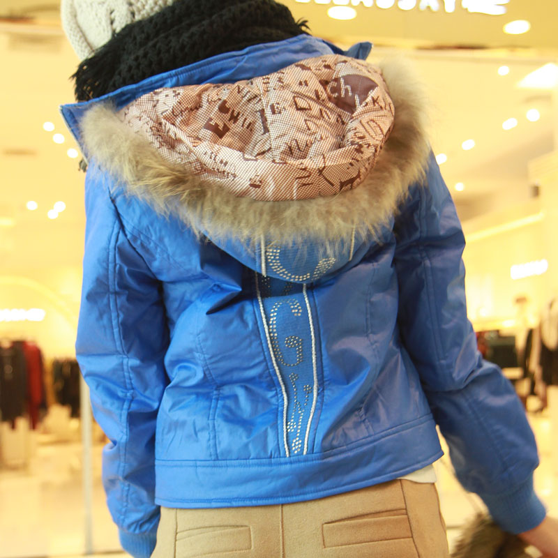 Wadded jacket outerwear women's blue 2013 zipper cotton-padded coat long-sleeve