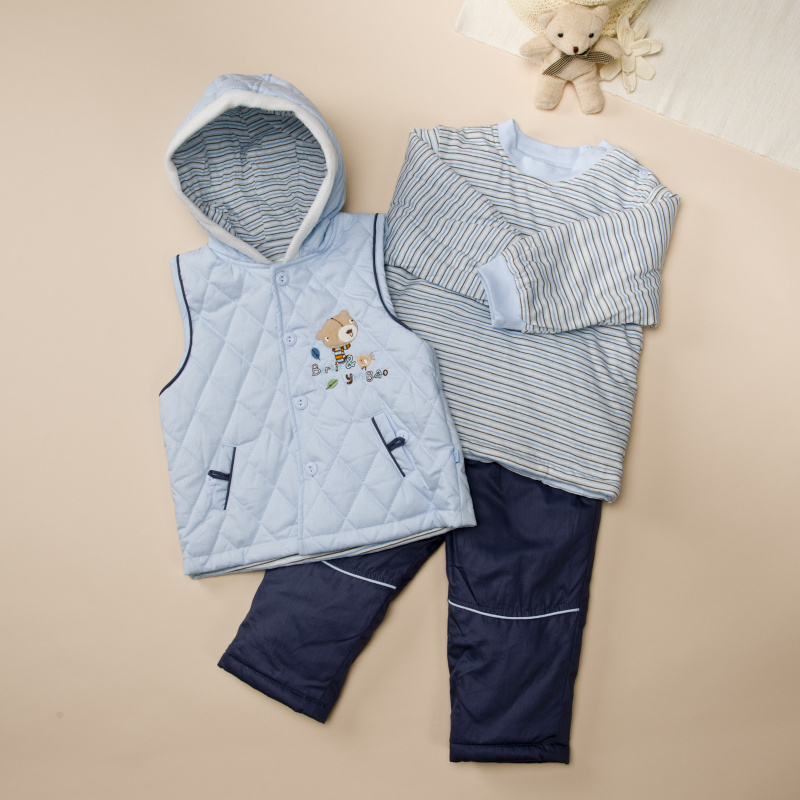 Wadded jacket three piece set child autumn and winter clothing autumn and winter thermal thick cotton