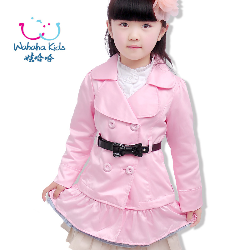 Wahaha children's clothing spring new arrival female child solid color casual clothing sweep 121044 with detachable belt