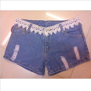 Waist head bud silk hole cowboy hot pants