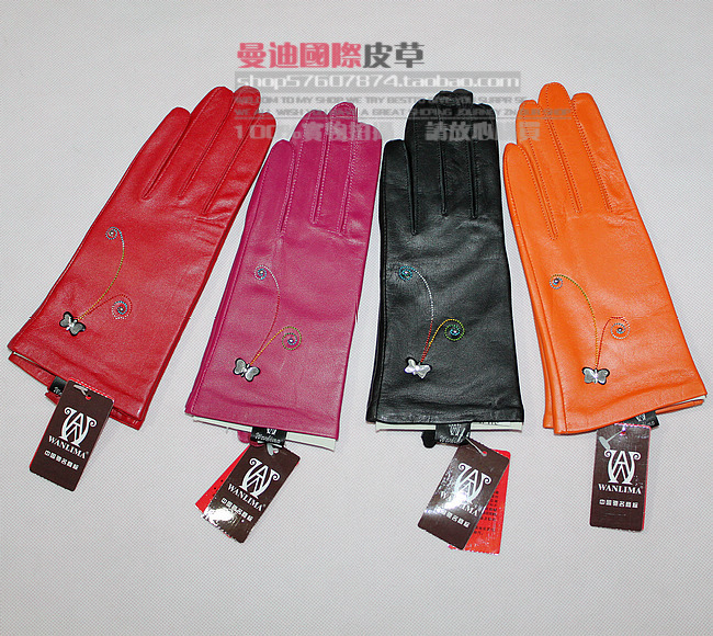 WANLIMA women's genuine leather gloves advanced small suede small bow sd-52022