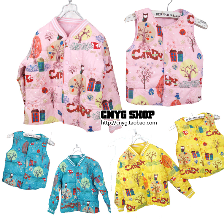 Wardrobe children's clothing content of cashmere V-neck long-sleeve down coat vest 3