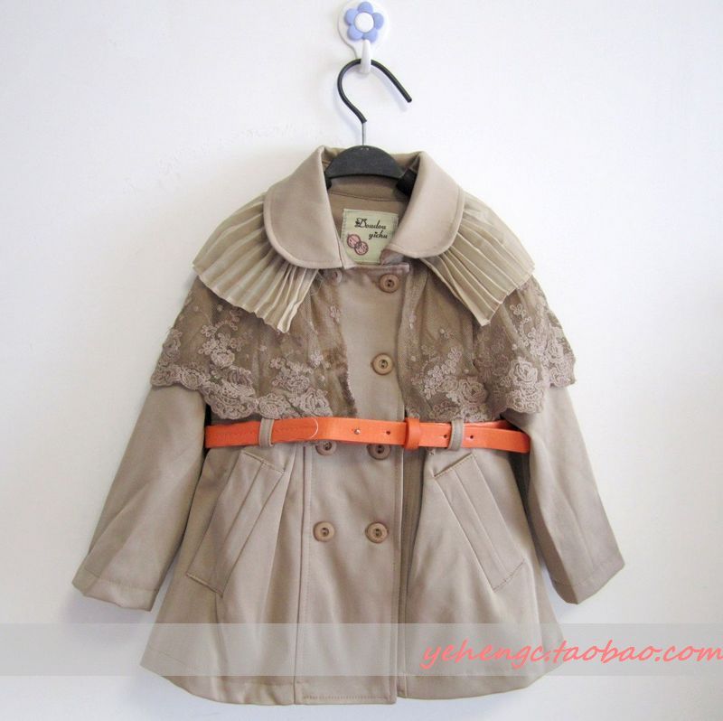 Wardrobe children's clothing female child baby 2013 spring 100% princess cotton outerwear trench cardigan