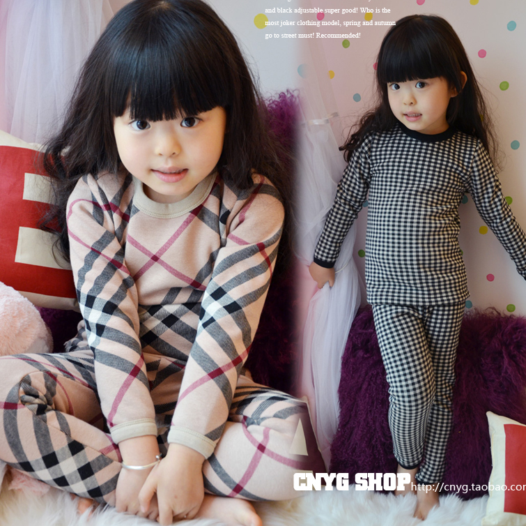 Wardrobe children's clothing o-neck with velvet lounge thermal set of underwear and underpants