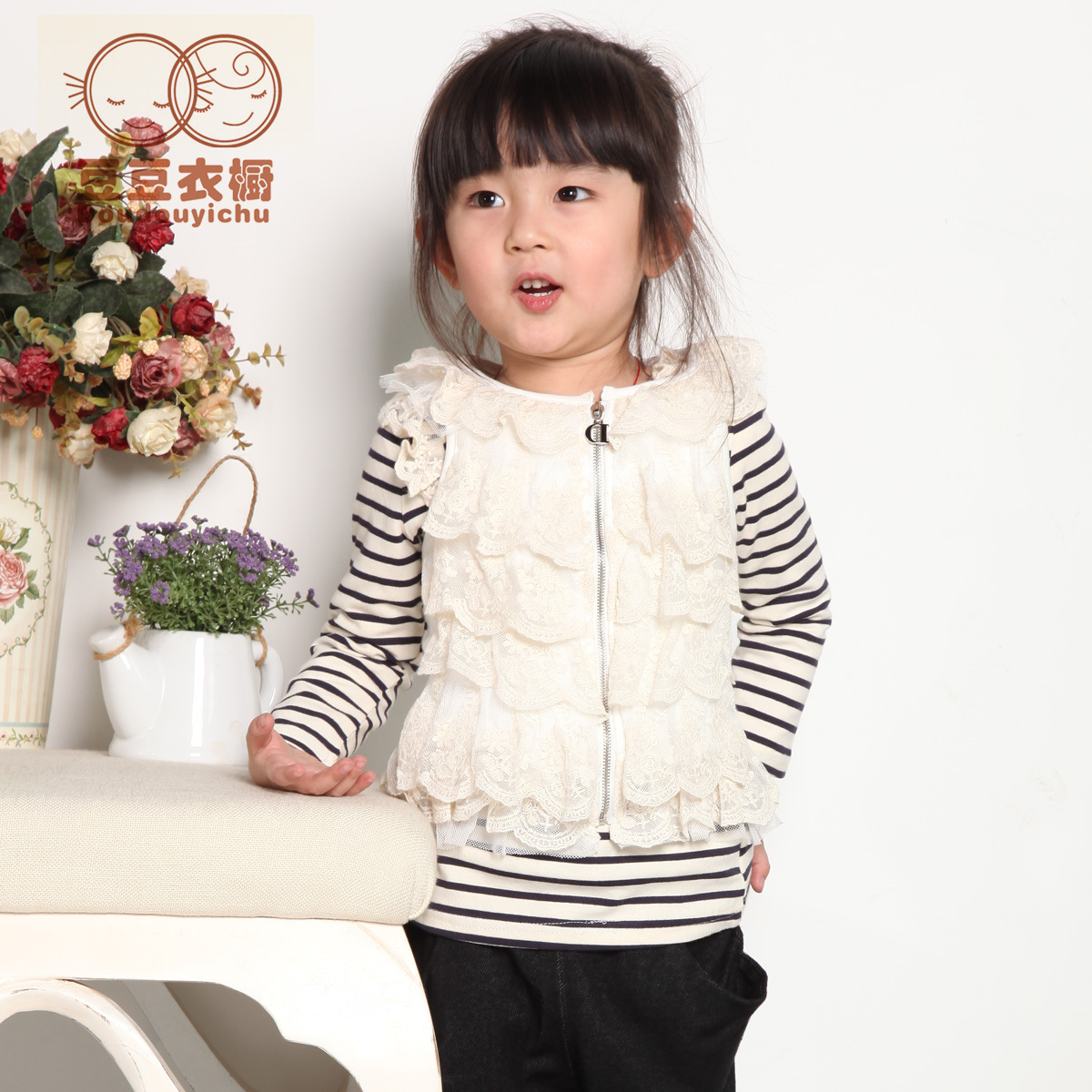 Wardrobe cutout cake type vest sweater vest little girls baby clothing spring and autumn dd052