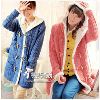 Warm and comfortable medium-long maternity overcoat berber fleece thickening sweater autumn and winter outerwear maternity