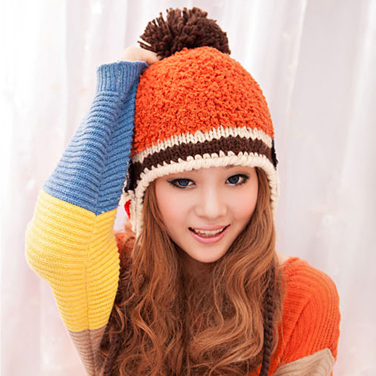 Warm autumn and winter hat lovely yarn hat cartoon ball female hat knitted hat