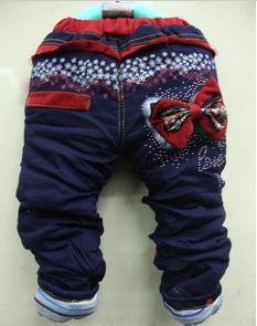 Warm children Crystal Flower Bowtie girls baby JEANS pants trousers 1-4years 100%COTTON Cute Best gifts