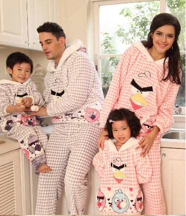 warm-hearted cartoon coral fleece pajamas for long-sleeved flannel parent-child outfit sweethearts leisurewear