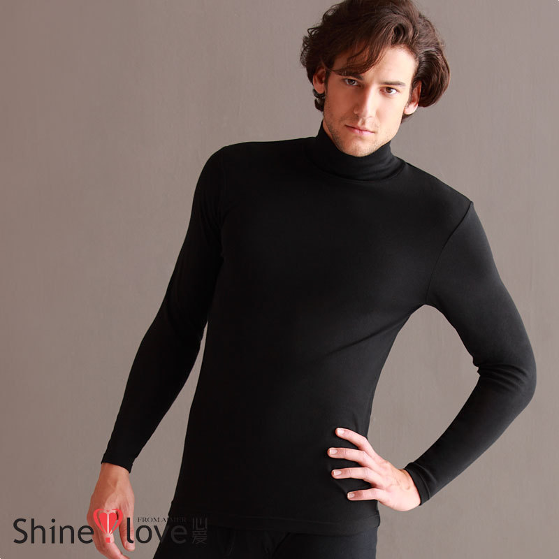 Warm male turtleneck fiber thermal basic underwear sn72132