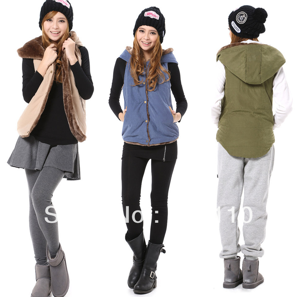 Warm winter cloth Women Jacket Fashion clothes Fur Hoodies Sleeveless Outerwear Thickening casual clothing High quality