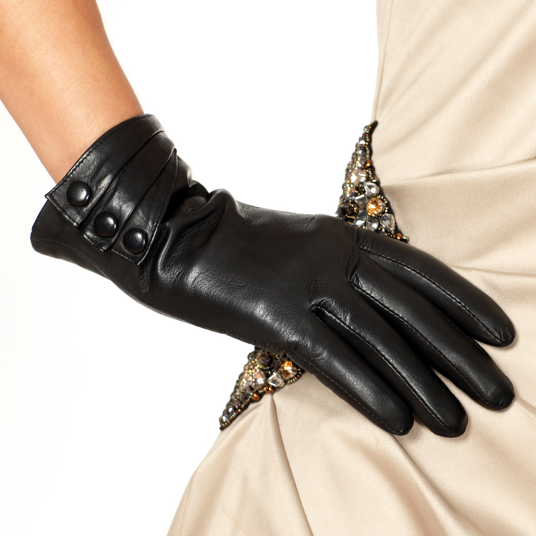 Warmen 2012 women's british style fashion short design thermal women's genuine leather gloves l003nc