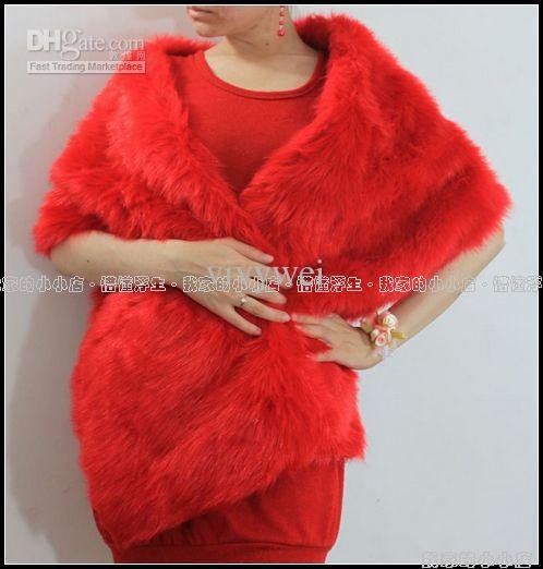 Warmer bride artificial wool red long wraps cape evening dress party prom wedding glad rags shawl