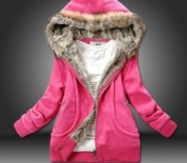 Warming Pattern Thicken Hooded Coat Rose  free shipping